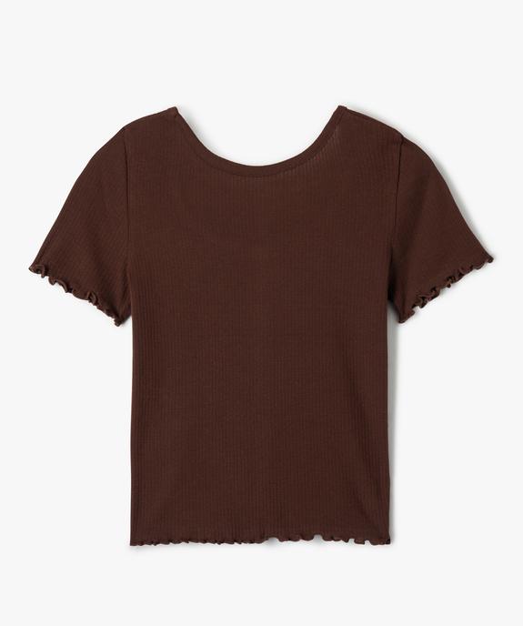 Tee-shirt fille à manches courtes en maille côtelée  vue3 - GEMO (JUNIOR) - GEMO