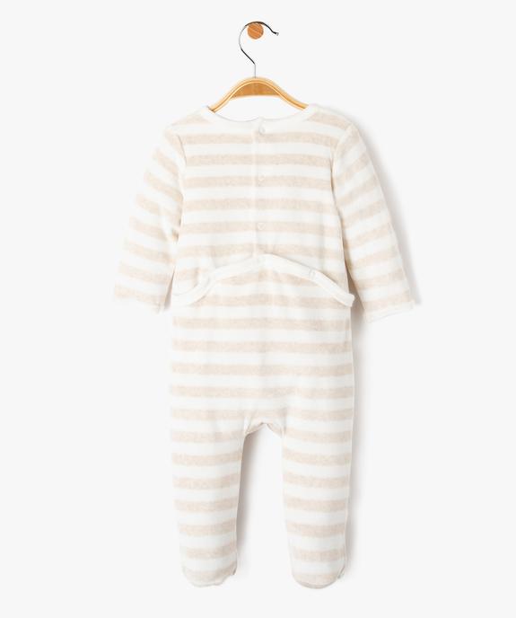 Pyjama bébé en velours rayé avec ouverture pont-dos vue4 - GEMO(BB COUCHE) - GEMO