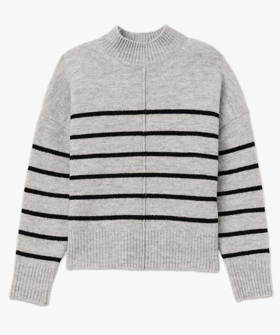 Pull col montant rayé avec couture sur l’avant femme vue4 - GEMO(FEMME PAP) - GEMO