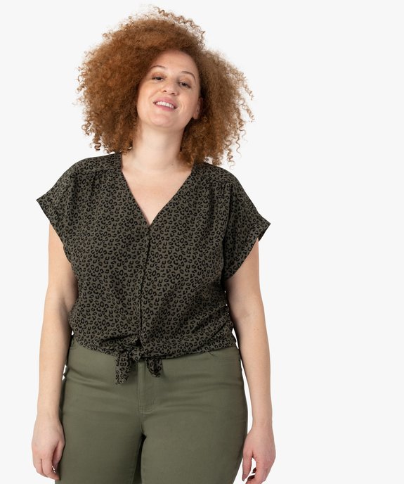 Blouse femme à manches courtes imprimée avec boutons vue2 - GEMO (G TAILLE) - GEMO