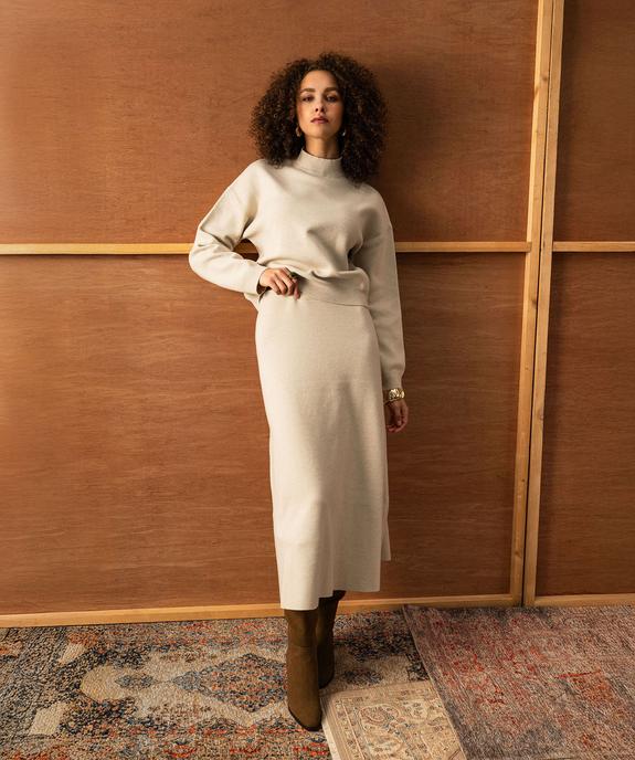 Jupe longue en maille tricotée femme vue1 - GEMO 4G FEMME - GEMO