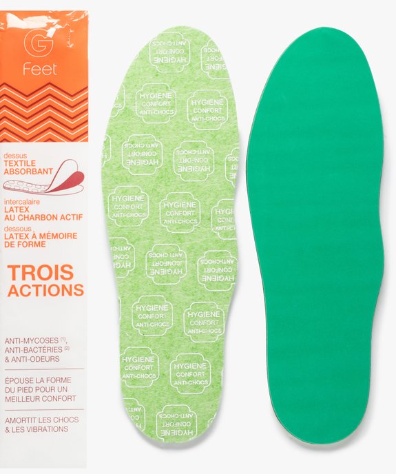 Semelles hygiène femme, en latex au charbon actif vue2 - GEMO(ENTRETIEN) - GEMO