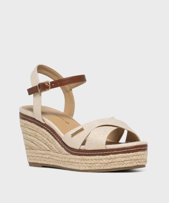 Sandales compensées en toile pailletée femme - LuluCastagnette vue2 - LULUCASTAGNETTE - GEMO