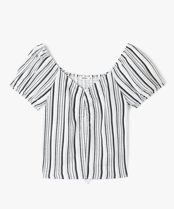 Blouse fille courte à dos smocké vue1 - GEMO (JUNIOR) - GEMO