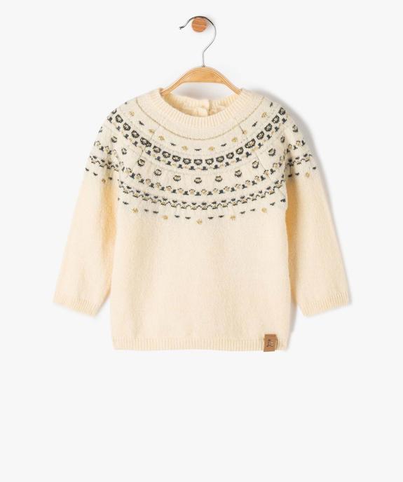 Pull de Noël bébé fille à motifs pailletés - LuluCastagnette vue1 - LULUCASTAGNETTE - GEMO