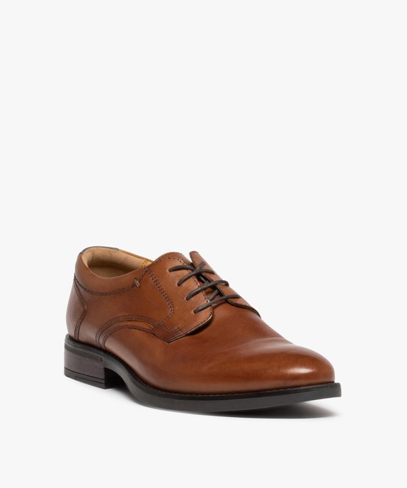 Derbies homme classiques à lacets dessus cuir uni vue2 - GEMO(URBAIN) - GEMO