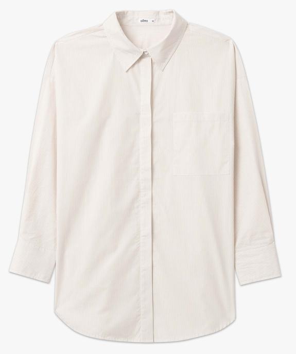 Chemise femme à fines rayures coupe oversize vue4 - GEMO(FEMME PAP) - GEMO