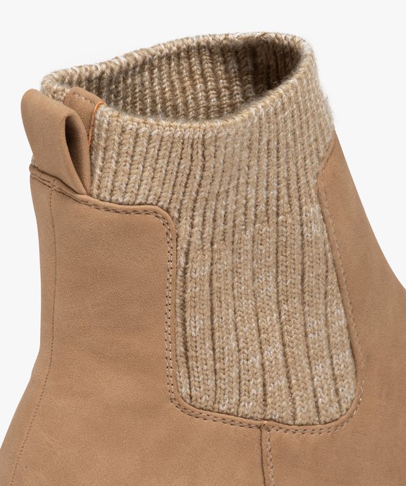 Boots femme unies à semelle crantée et col en maille vue6 - GEMO (CASUAL) - GEMO