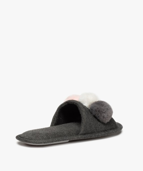 Chaussons femme mules ouvertes avec pompons vue4 - GEMO(HOMWR FEM) - GEMO