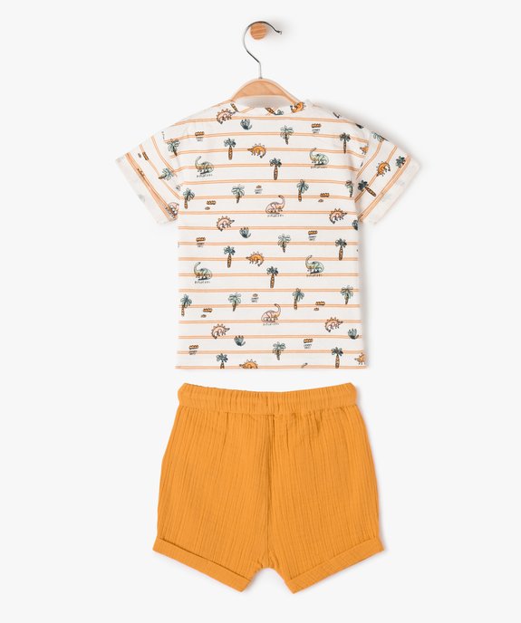 Ensemble bébé garçon 2 pièces : short en gaze et tee-shirt tunisien vue3 - GEMO(BEBE DEBT) - GEMO