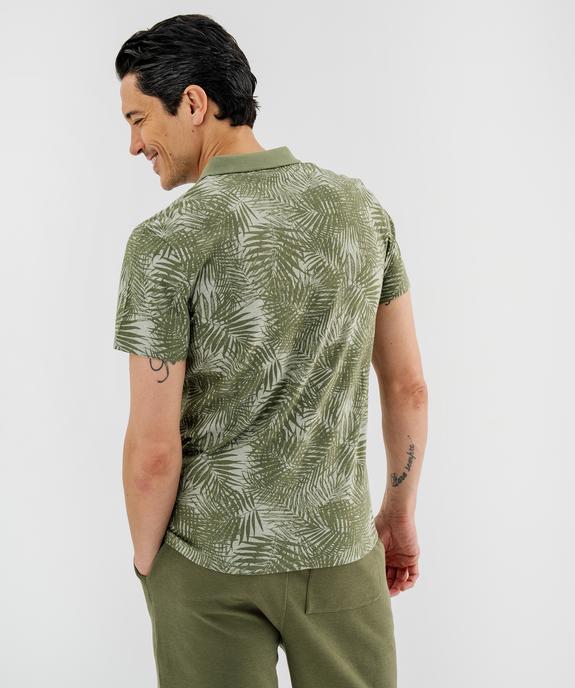Polo manches courtes à motif feuillage homme vue3 - GEMO 4G HOMME - GEMO