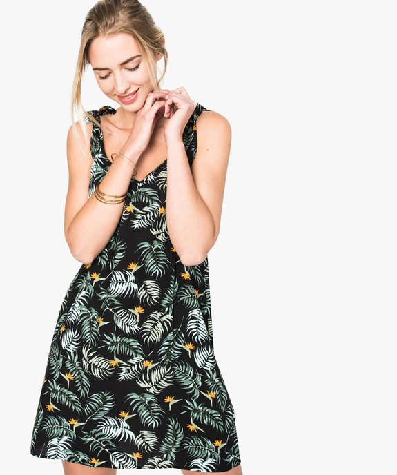 Robe imprimée à bretelles nouées vue1 - GEMO(FEMME PAP) - GEMO