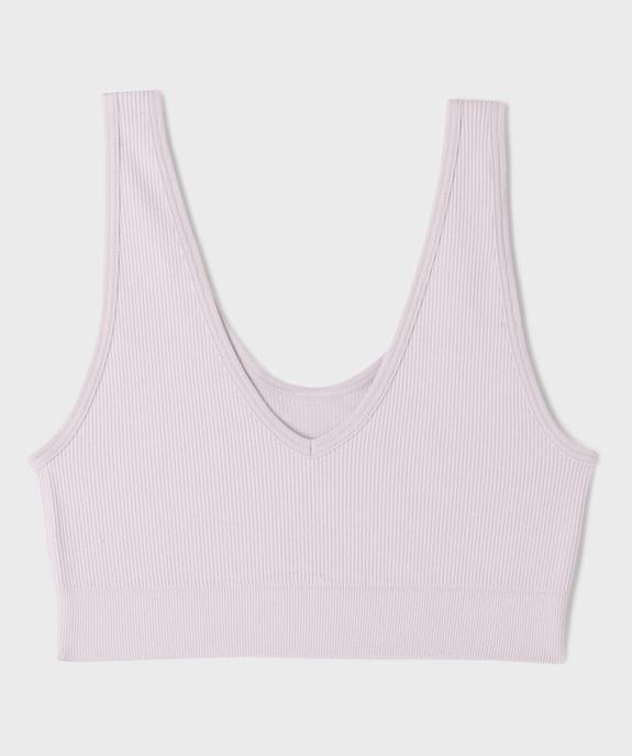 Brassière réversible en maille côtelée fille vue1 - GEMO 4G FILLE - GEMO