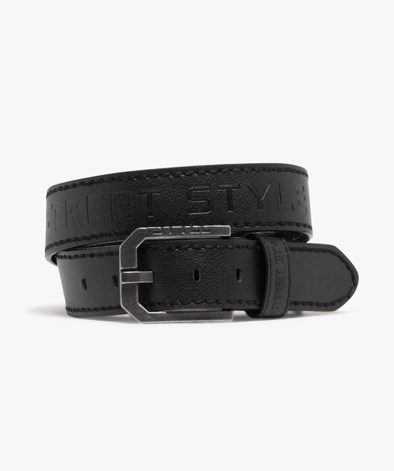 Ceinture en matière grainée avec inscription gravée homme vue2 - GEMO (ACCESS) - GEMO
