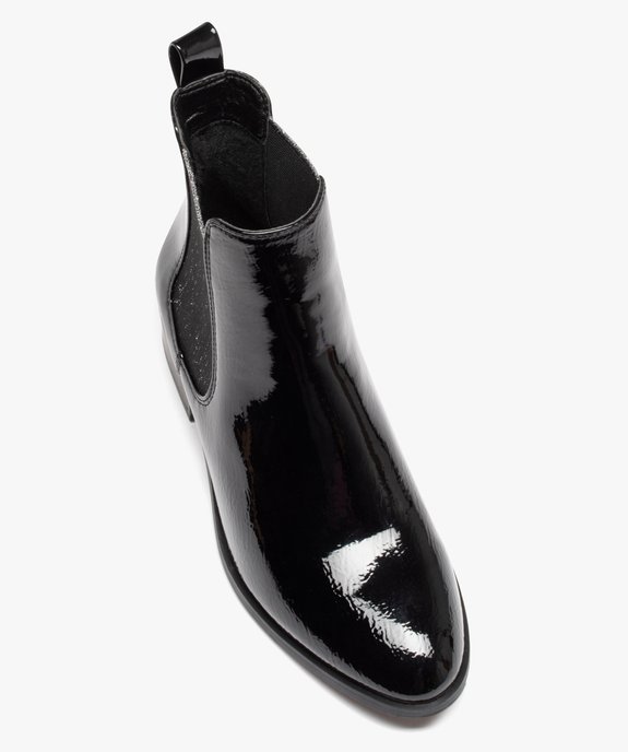 Boots femme style Chelsea dessus vernis avec élastiques paillettés vue5 - GEMO (CASUAL) - GEMO