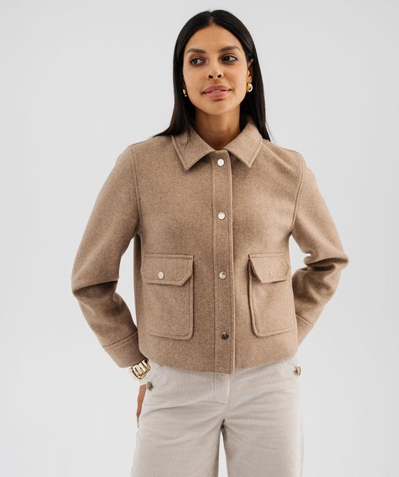 Veste courte aspect drap de laine femme vue1 - GEMO(FEMME PAP) - GEMO