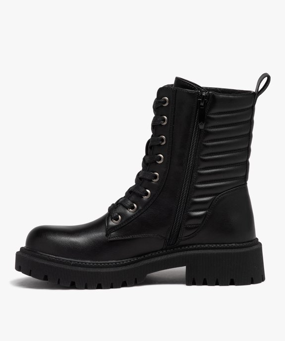 Boots motardes à tige matelassée et grosse semelle crantée femme vue4 - GEMO (CASUAL) - GEMO