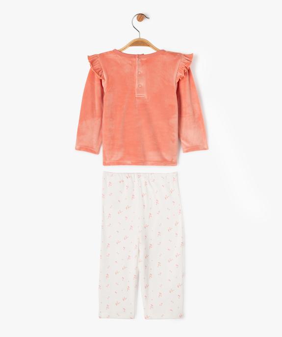 Pyjama en velours 2 pièces avec volants aux épaules bébé fille vue4 - GEMO(BB COUCHE) - GEMO