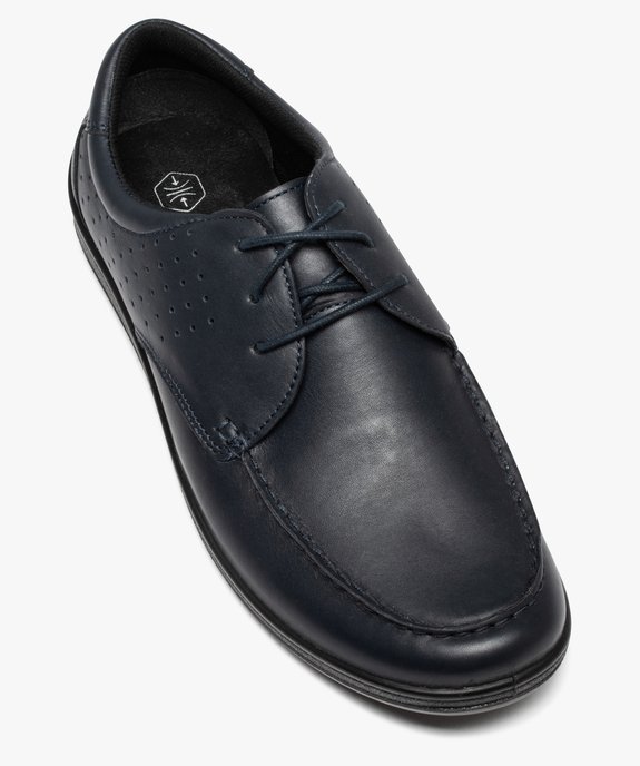 Chaussures bateau homme confort dessus cuir uni vue5 - GEMO (CONFORT) - GEMO