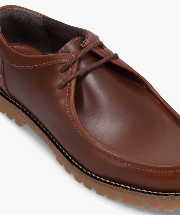 Chaussures bateau homme dessus cuir uni – Tanéo vue6 - TANEO - GEMO