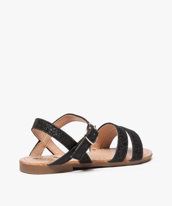 Sandales filles unies à brides fermeture boucle Dessus noir pailleté vue4 - GEMO (ENFANT) - GEMO