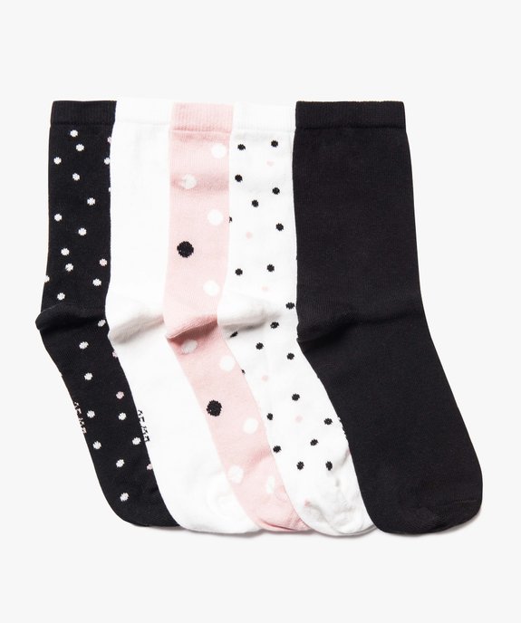 Lot de 5 paires de chaussettes assorties à pois vue1 - GEMO(HOMWR FEM) - GEMO