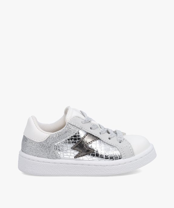Baskets fille dessus pailleté et lacets brillants vue1 - GEMO (ENFANT) - GEMO
