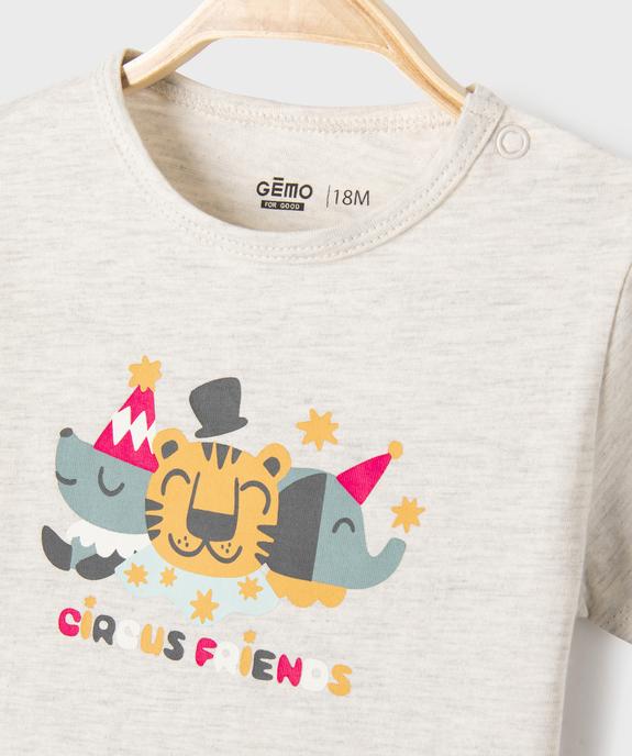 Pyjashort en jersey de coton imprimé cirque bébé garçon vue2 - GEMO 4G BEBE - GEMO