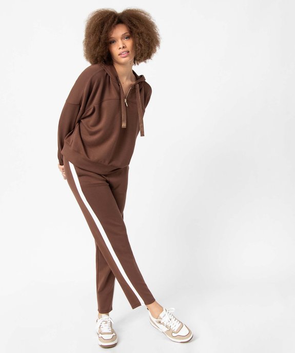 Pantalon de jogging femme avec bandes contrastantes sur les côtés vue5 - GEMO(FEMME PAP) - GEMO