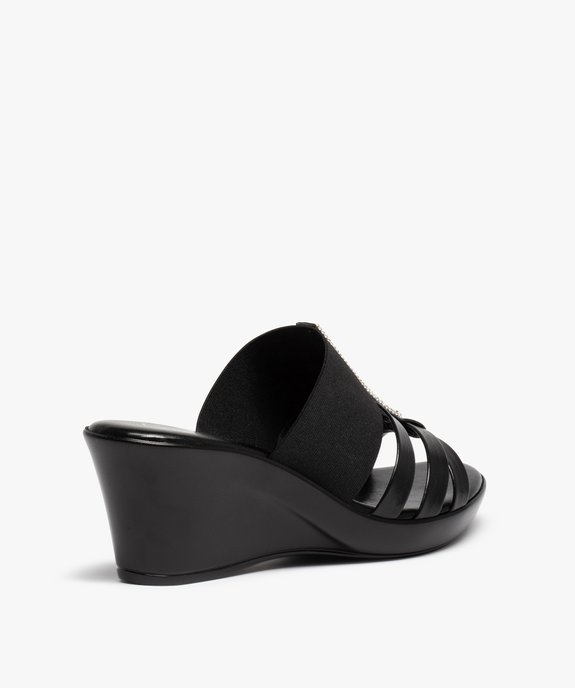 Mules femme à talon compensé et brides élastiques vue4 - GEMO(URBAIN) - GEMO