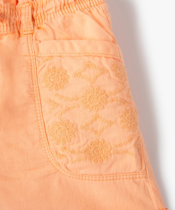 Short fille ample à taille élastiquée et broderies - LuluCastagnette vue2 - LULUCASTAGNETTE - GEMO