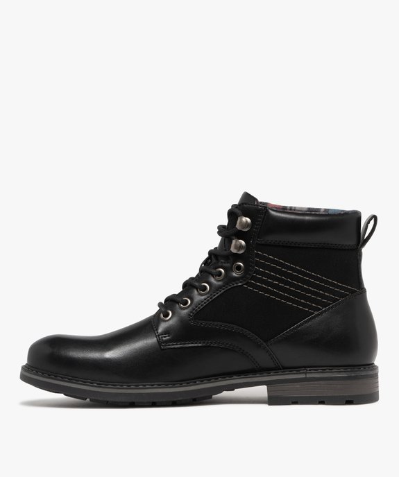 Boots bi-matières fermeture lacets homme  vue3 - URBAN STEPS - GEMO