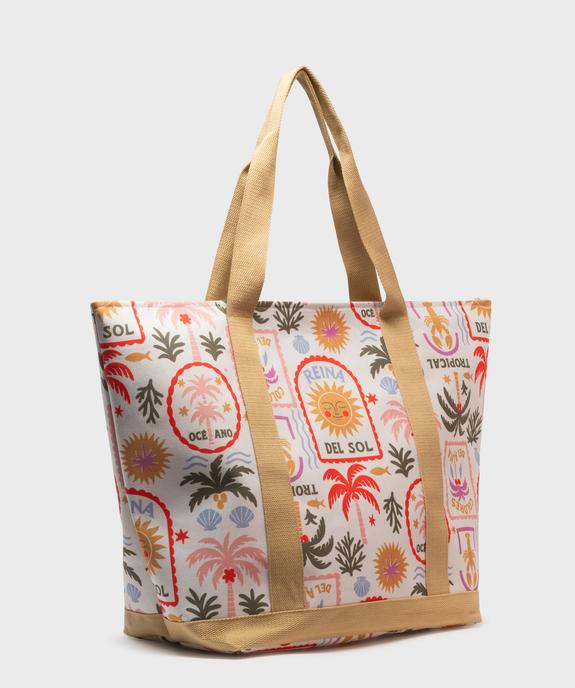Sac de plage en toile à motifs exotiques femme vue2 - GEMO (ACCESS) - GEMO