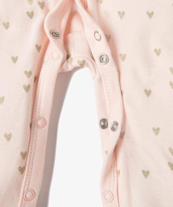 Pyjama bébé en jersey à cœurs pailletés et ouverture ventrale vue3 - GEMO(BB COUCHE) - GEMO