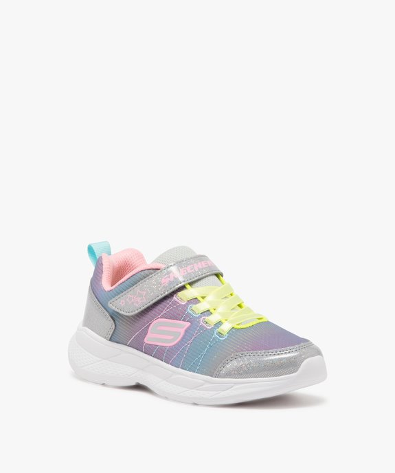 Baskets pailletées à scratch et lacets satin fille - Skechers vue2 - SKECHERS - GEMO