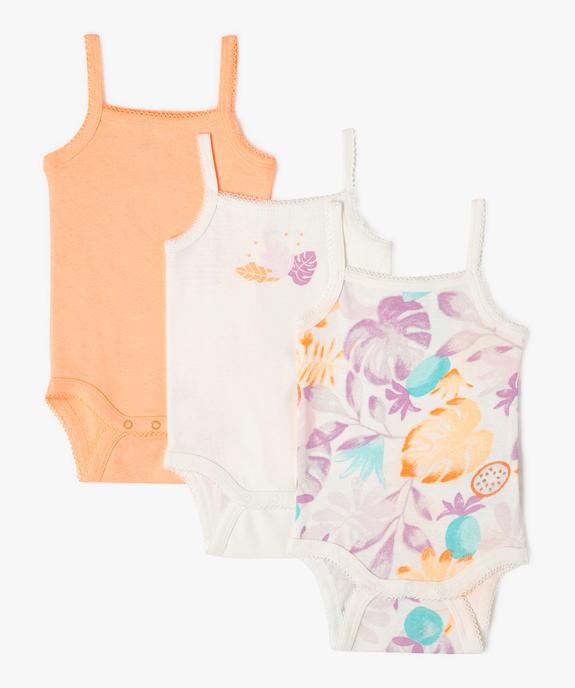Bodies à bretelles à motifs exotiques bébé fille (lot de 3) vue1 - GEMO 4G BEBE - GEMO