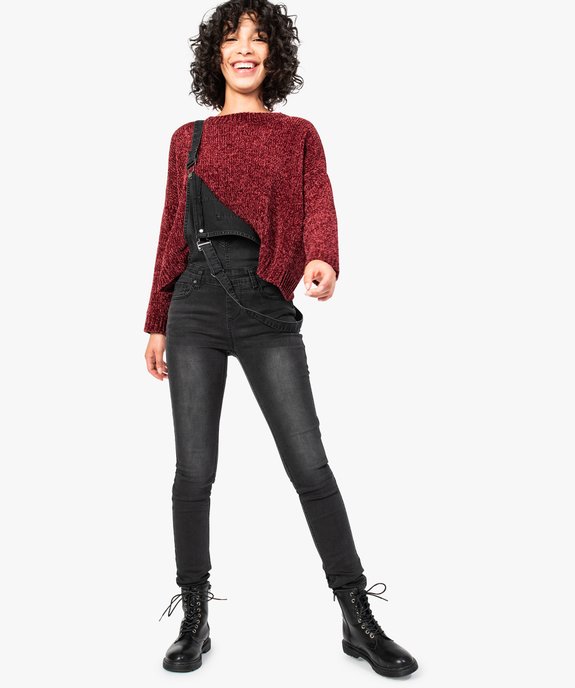Salopette femme en jean stretch coupe slim effet usé vue1 - FOLLOW ME - GEMO