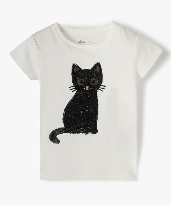 Tee-shirt fille avec motifs en sequins brodés vue1 - GEMO (ENFANT) - GEMO