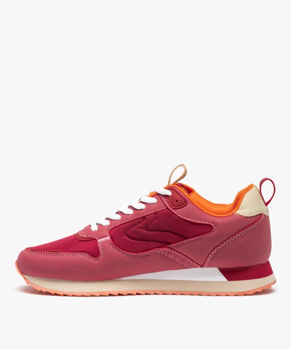 Baskets femme retro-running colorées à lacets vue3 - GEMO (SPORTSWR) - GEMO