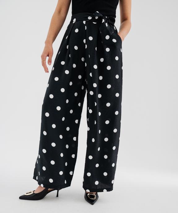 Pantalon large en viscose fluide à pois femme vue1 - GEMO 4G FEMME - GEMO