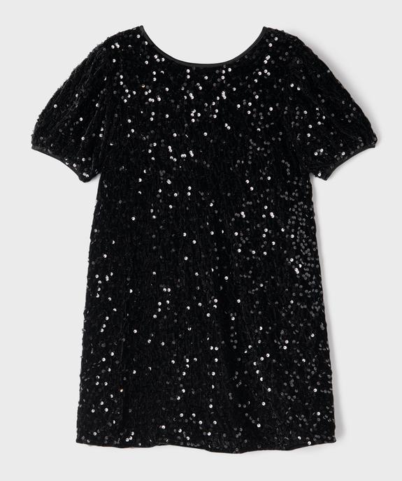 Robe courte à manches courtes ballons et sequins fille vue1 - GEMO (ENFANT) - GEMO