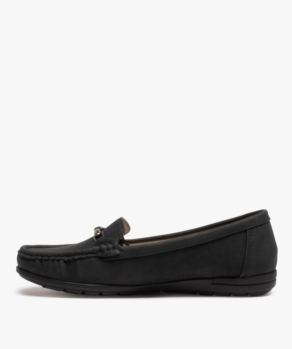 Mocassins femme à talon plat dessus suédine unie vue3 - GEMO (CASUAL) - GEMO