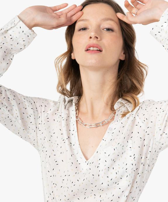 Blouse femme fluide à motifs et col v à boutons vue2 - GEMO(FEMME PAP) - GEMO