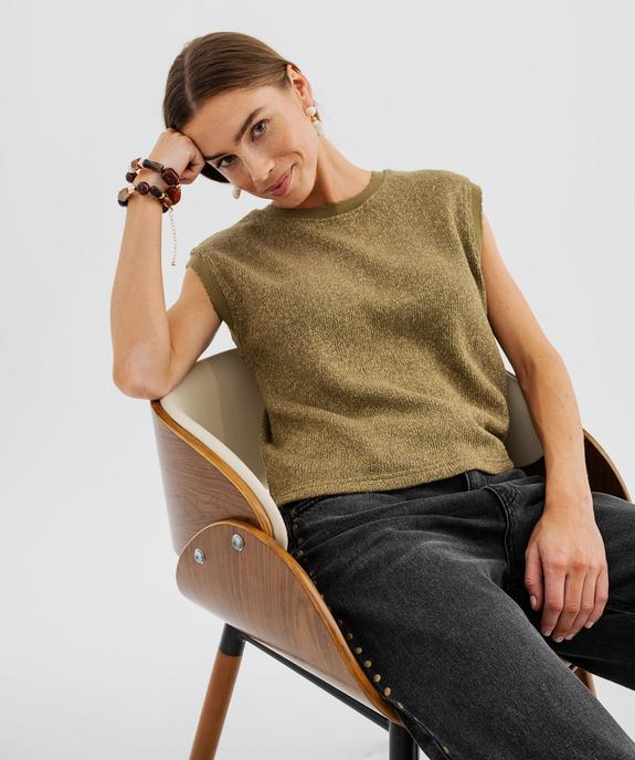 Tee-shirt sans manches en maille tricotée et pailletée femme vue1 - GEMO(FEMME PAP) - GEMO