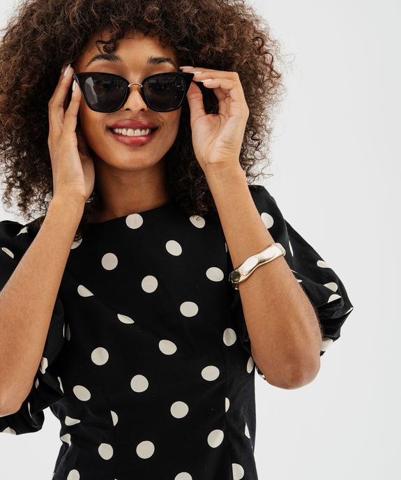 Robe courte à pois et manches courtes bouffantes vue3 - GEMO(FEMME PAP) - GEMO