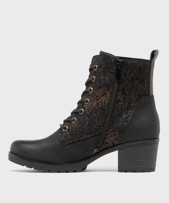 Bottines à talon à doublure chaude, zip et lacets femme - EMILIA ROSA Bottines à talon à doublure chaude, zip et lacets femme vue3 - EMILIA ROSA - GEMO