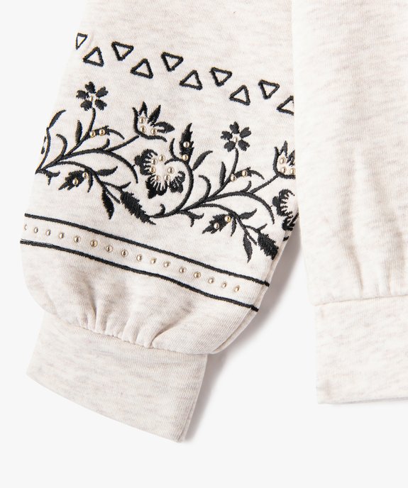Sweat avec motifs brodés sur les manches fille vue2 - GEMO (ENFANT) - GEMO