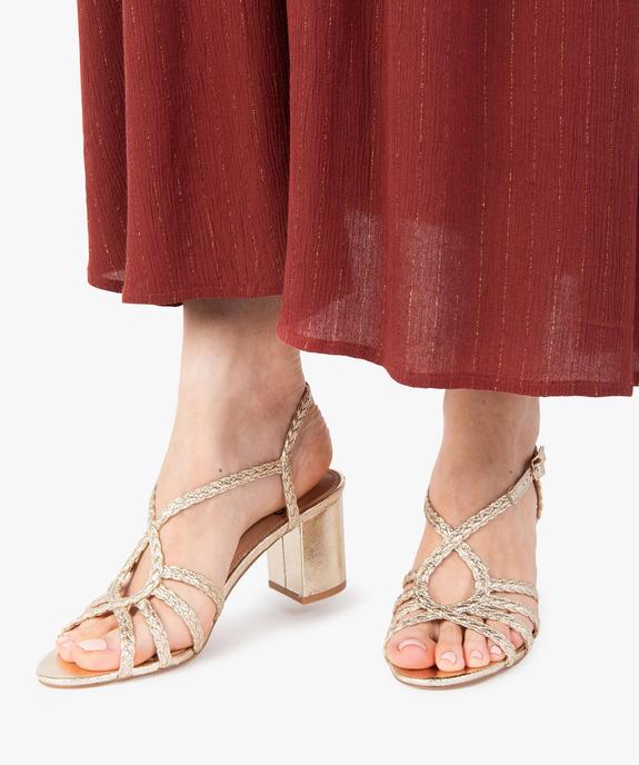 Sandales femme à talon et brides tressées brillantes vue1 - GEMO(URBAIN) - GEMO