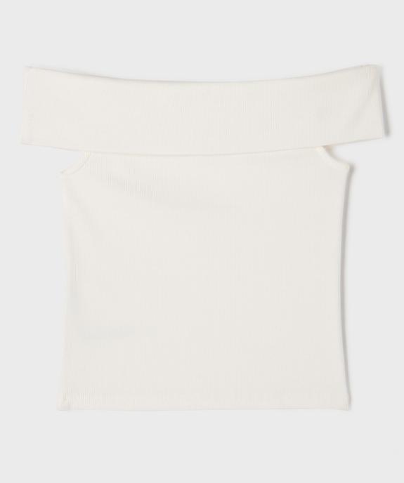 Tee-shirt à col bardot en maille côtelée fille vue3 - GEMO (JUNIOR) - GEMO