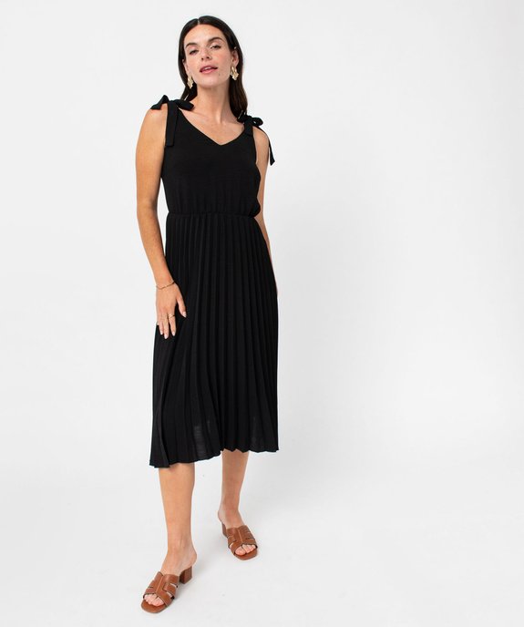 Robe trapèze courte à bretelles et plissée femme vue1 - GEMO(FEMME PAP) - GEMO